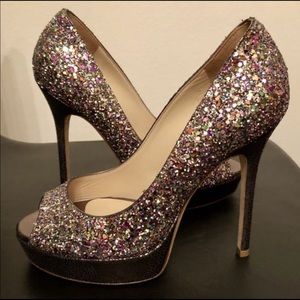 Jimmy Choo sz 35 glitter platform stiletto heels